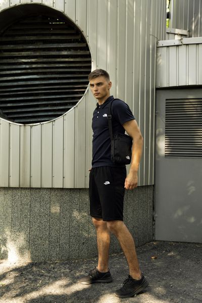 Чоловічий літній костюм The North Face Футболка поло Шорти Барсетка синій комплект ТНФ Intr-1623936928 фото