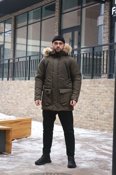 Мужская зимняя парка хаки HotWint Куртка удлиненная Inter-1589543952 фото