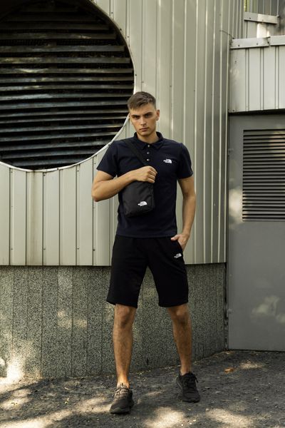 Чоловічий літній костюм The North Face Футболка поло Шорти Барсетка синій комплект ТНФ Intr-1623936928 фото