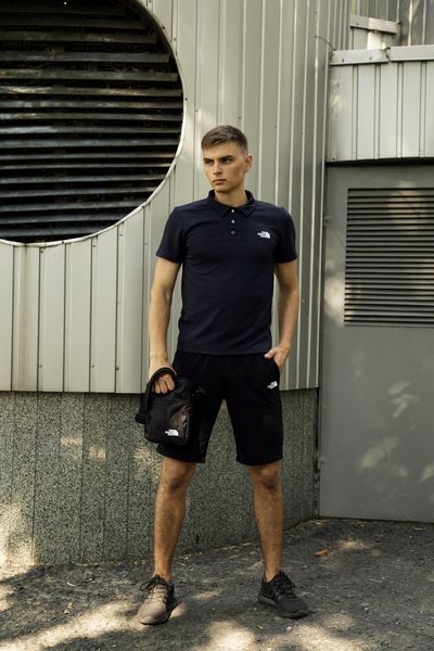 Чоловічий літній костюм The North Face Футболка поло Шорти Барсетка синій комплект ТНФ Intr-1623936928 фото