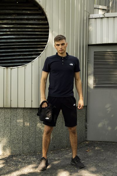 Чоловічий літній костюм The North Face Футболка поло Шорти Барсетка синій комплект ТНФ Intr-1623936928 фото