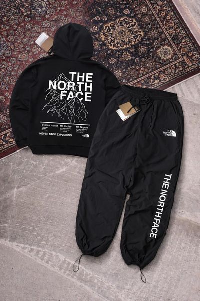 Мужской спортивный костюм The North Face бело-черный с капюшоном Комплект Худи Штаны плащевка Зе норт фейс Ads-423 фото
