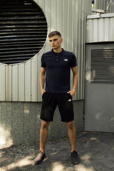 Чоловічий літній костюм The North Face Футболка поло Шорти Барсетка синій комплект ТНФ Intr-1623936928 фото