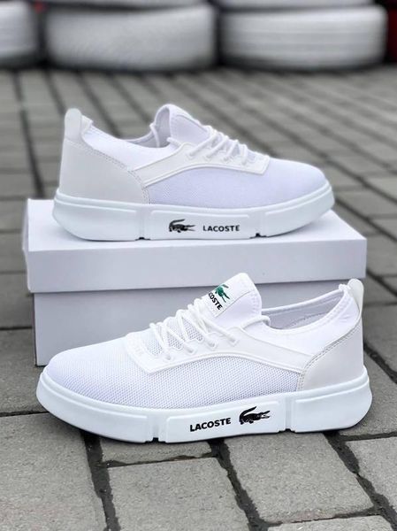 Мужские кроссовки Lacoste в сетку белые Кеды Лакост Pow-LC015 (коп1) фото