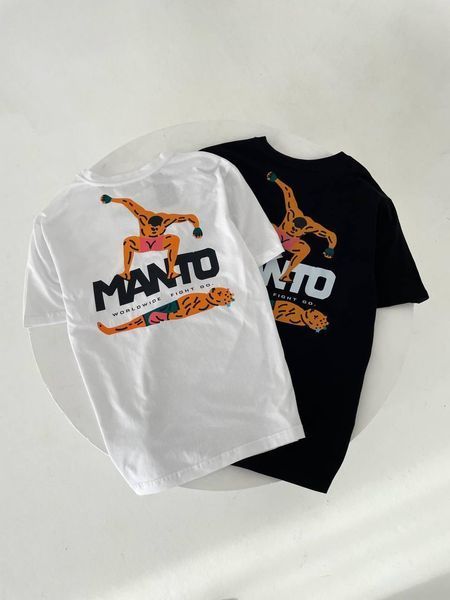 Мужская футболка Manto Stomp черная хлопковая Манто Стомп с принтом Ads-649 фото
