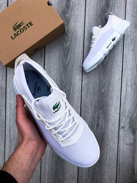 Мужские кроссовки Lacoste в сетку белые Кеды Лакост Pow-LC015 (коп1) фото
