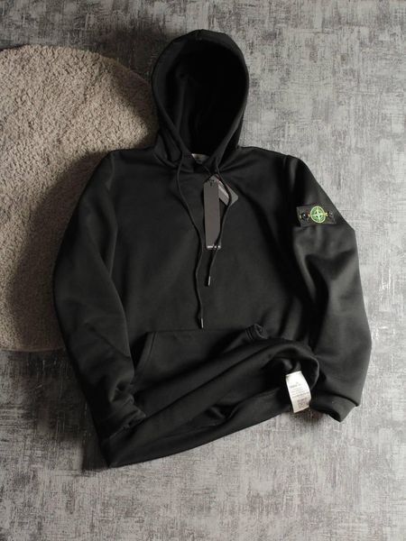 Чоловічий зимовий худий Stone Island з патчем чорний Кофта з капюшоном Стон Айленд Hot-33 фото