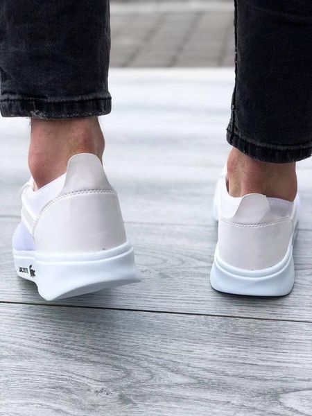 Мужские кроссовки Lacoste в сетку белые Кеды Лакост Pow-LC015 (коп1) фото