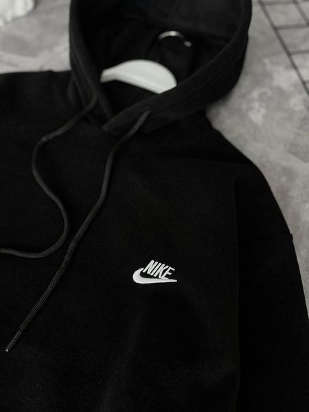 Мужской зимний спортивный костюм Nike черный Комплект Найк плюшевый Худи Штаны Моло-89-01 фото