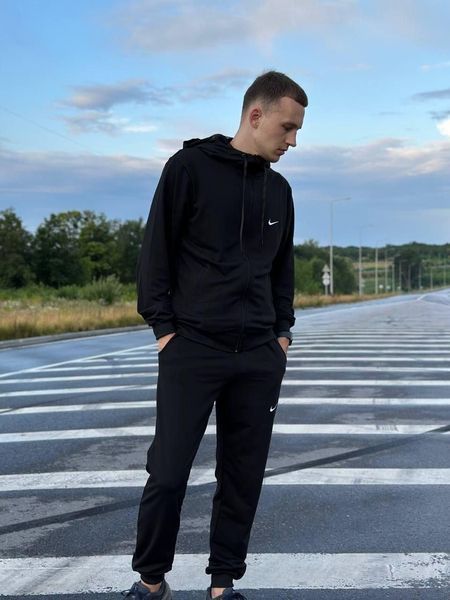 Мужской спортивный костюм Nike на молнии черный Комплект Найк Толстовка Штаны Мой-14 2 фото