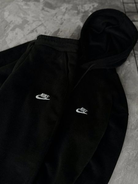 Мужской зимний спортивный костюм Nike черный Комплект Найк плюшевый Худи Штаны Моло-89-01 фото