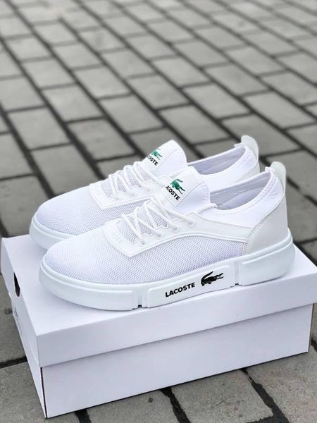 Мужские кроссовки Lacoste в сетку белые Кеды Лакост Pow-LC015 (коп1) фото