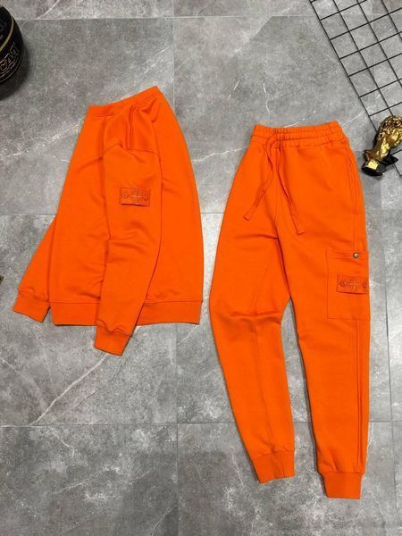 Чоловічий спортивний костюм Stone Island помаранчевий з патчем Комплект Стон Айленд Світшот Штани моло-Sto61 фото