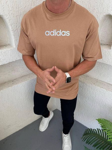 Чоловіча оверсайз футболка Adidas коричнева бавовняна Теніска Адідас Моло-4082 фото