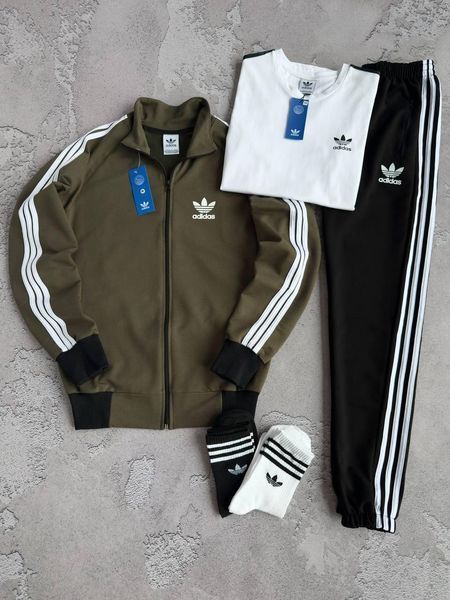 Мужской спортивный костюм Adidas синий весенний осенний Набор Адидас Кофта + Штаны + Футболка + Носки Хар-960 фото