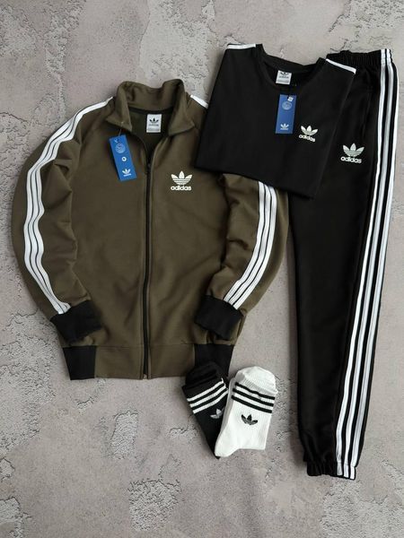 Мужской спортивный костюм Adidas синий весенний осенний Набор Адидас Кофта + Штаны + Футболка + Носки Хар-960 фото