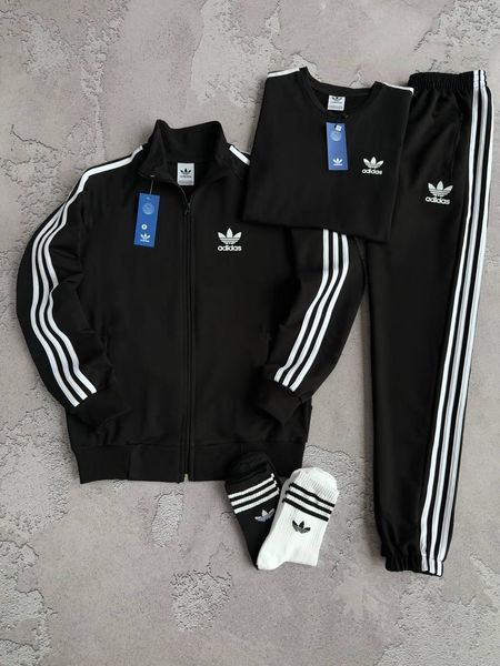 Мужской спортивный костюм Adidas синий весенний осенний Набор Адидас Кофта + Штаны + Футболка + Носки Хар-960 фото