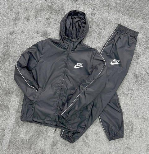 Мужской спортивный костюм Nike из плащевки серый Комплект Найк с капюшоном на молнии Will-75 фото