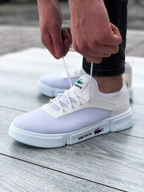 Мужские кроссовки Lacoste в сетку белые Кеды Лакост Pow-LC015 (коп1) фото