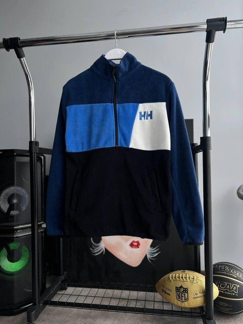Мужская флисовая кофта Helly Hansen на молнии синяя Флиска без капюшона Хелли Хансен Моло-4M4 фото