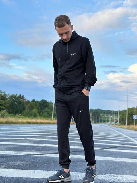 Мужской спортивный костюм Nike на молнии черный Комплект Найк Толстовка Штаны Мой-14 2 фото