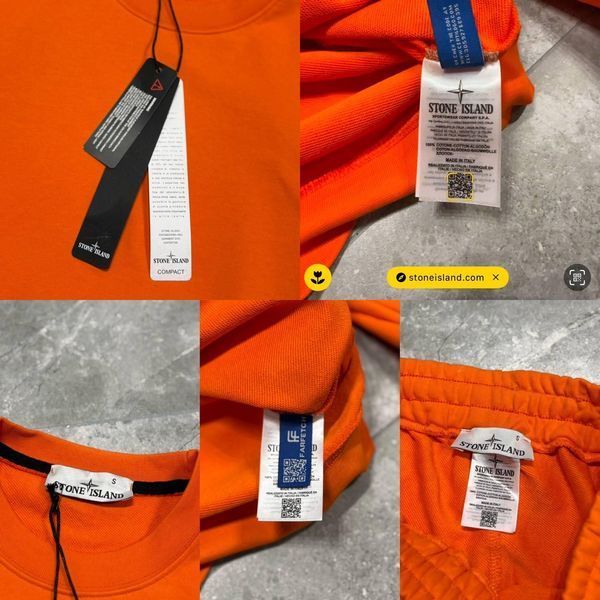 Чоловічий спортивний костюм Stone Island помаранчевий з патчем Комплект Стон Айленд Світшот Штани моло-Sto61 фото