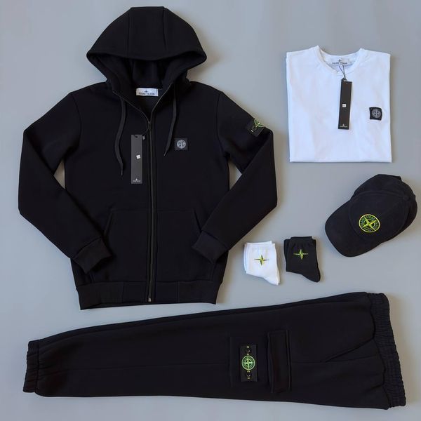 Мужской зимний спортивный костюм Stone Island красный Комплект Стон Айленд Футболка Кепка Хар-287 фото