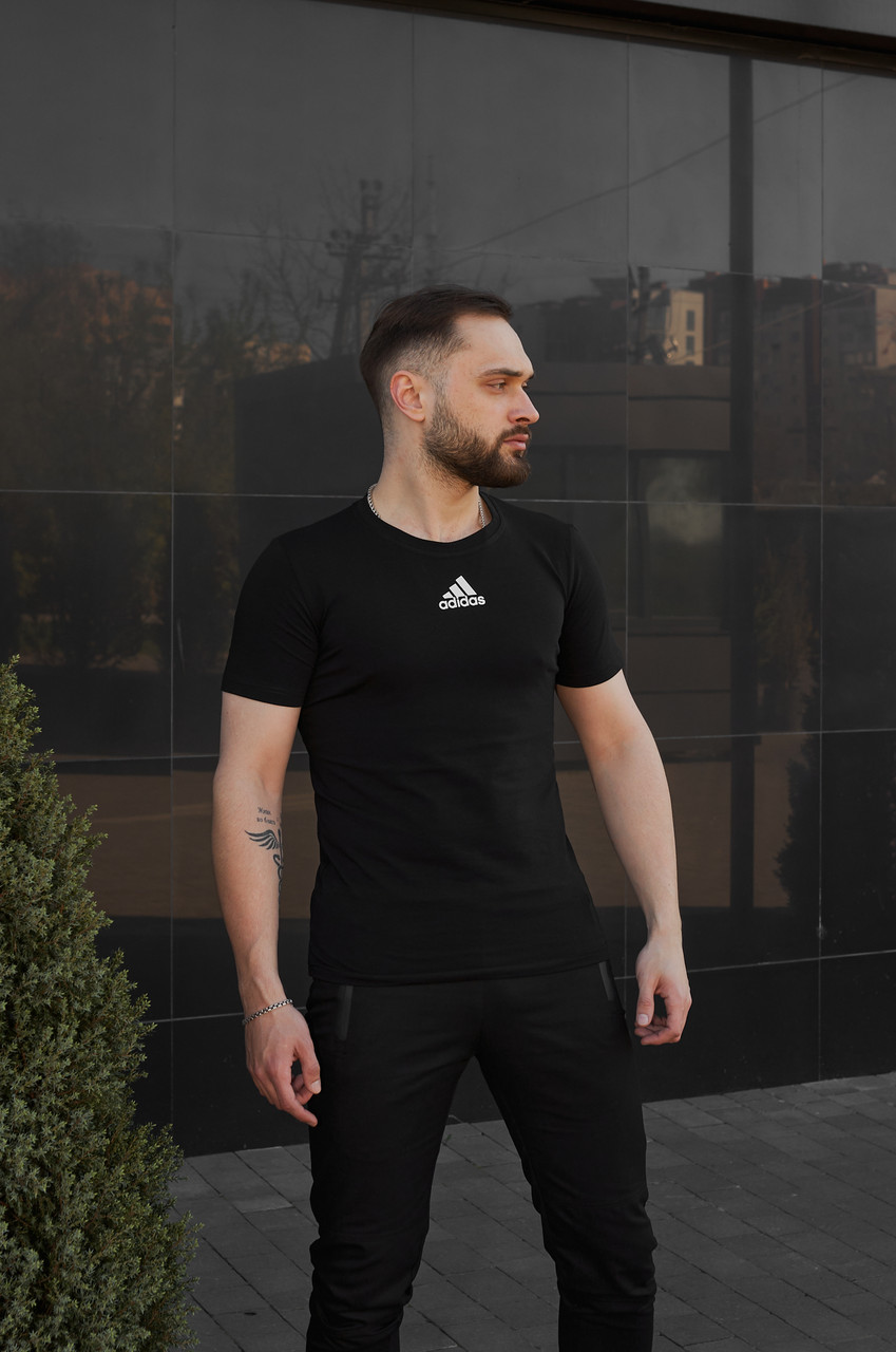 Мужская футболка Adidas черная Тенниска Адидас