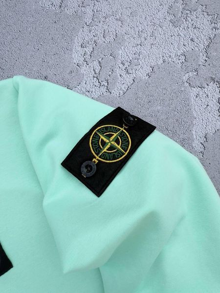 Чоловіча кофта Stone Island бірюзовий Зіп худі Стон Айленд на блискавці з патчем Хар-754 фото