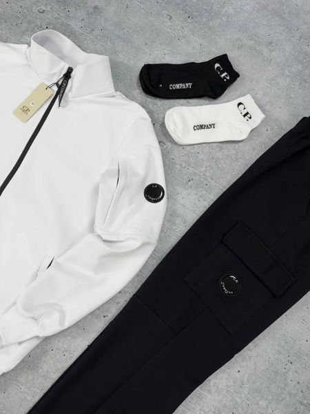 Чоловічий спортивний костюм C.P Company білий з чорним Комплект С.П. Компані Кофта Штани Хар-593 фото