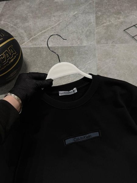 Мужской свитшот Calvin Klein черный Кофта Кельвин Кляйн без капюшона Моло-780-13 фото