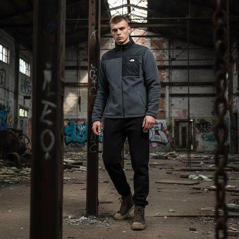 Мужской зимний спортивный костюм The North Face флисовый темно-серый Комплект Зе Норт Фейс плюшевый Will-Т0096 фото