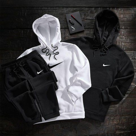 Мужской зимний спортивный костюм Nike 3в1 черно-белый Набор Найк с капюшоном Ads-1 фото