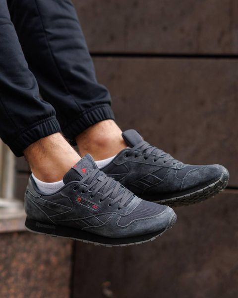 Мужские кроссовки Reebok Classic Leather серые Pow-RB043 (коп1) фото