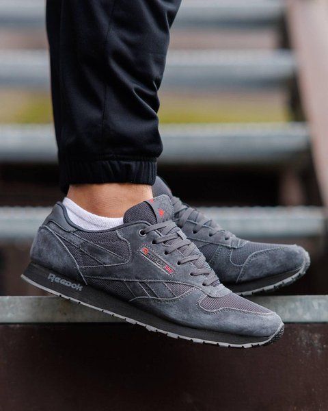 Мужские кроссовки Reebok Classic Leather серые Pow-RB043 (коп1) фото