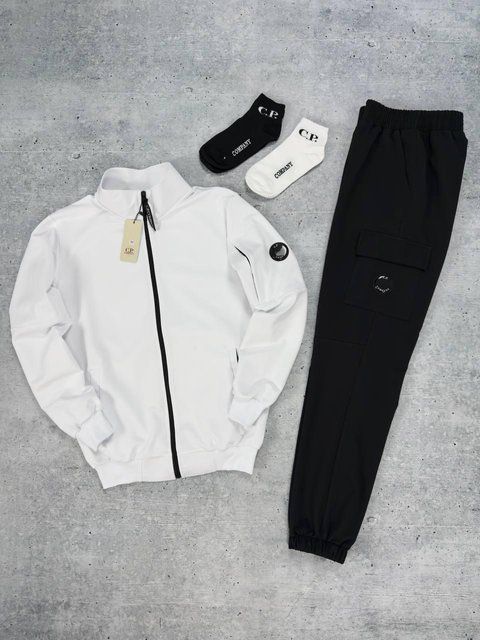 Мужской спортивный костюм C.P Company белый с черным Комплект С.П. Компани Кофта Штаны Хар-593 фото