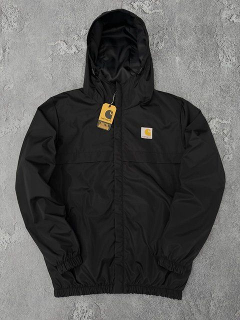 Мужская куртка Carhartt черная Куртка Кархарт легкая с капюшоном Хар-681 фото