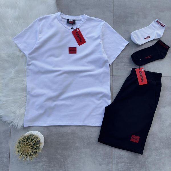 Чоловічий спортивний костюм Hugo Boss 8в1 білий Комплект Хьюго Босс Костюм Жилетка Футболка Шорти Кепка Хар-636 фото