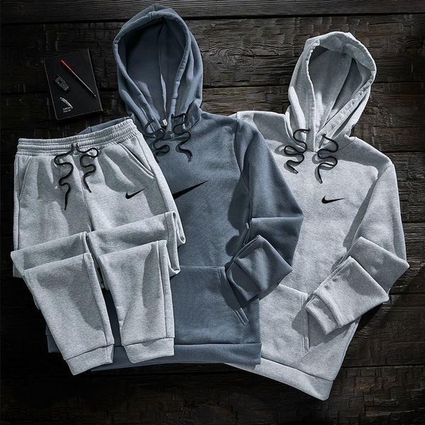 Мужской зимний спортивный костюм Nike 3в1 черно-белый Набор Найк с капюшоном Ads-1 фото