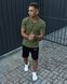 Мужской летний костюм Nike Футболка Шорты хаки с черным комплект Найк Intr-9063212325 фото 3