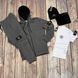 Чоловічий зимовий спортивний костюм сірий Stone Island Комплект Стон Айленд Костюм Футболка Шапка Бафф Sta-26 фото 1