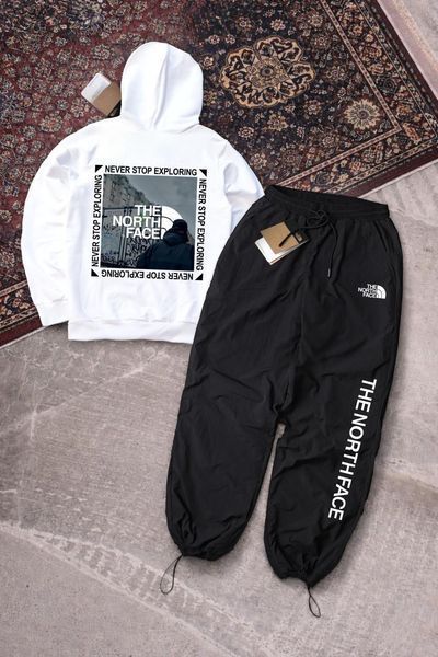 Чоловічий спортивний костюм чорний The North Face з капюшоном Комплект Худі Штани плащівка Зе норт фейс Ads-443 фото