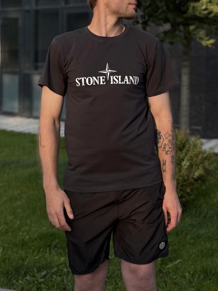 Мужская футболка Stone Island темно-серая хлопковая Тенниска Стон Айленд Will-SS0029 фото