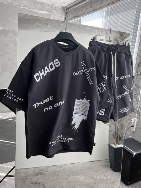 Чоловічий літній оверсайз костюм футболка та шорти чорний smm-p11fso1 фото