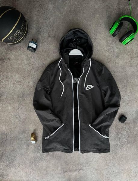 Мужская ветровка Nike темно-серая с белым Куртка Найк из плащевки Моло-TS24 фото