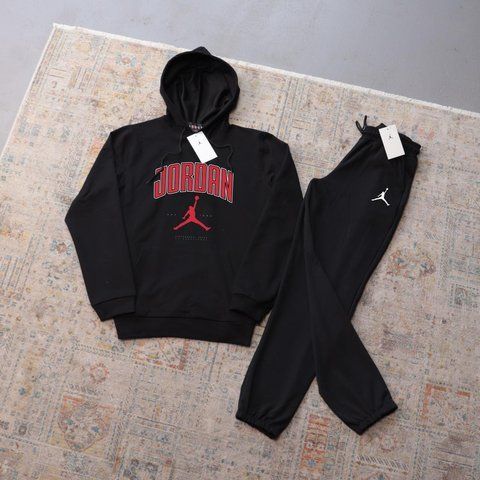 Мужской спортивный костюм Jordan черный с капюшоном Комплект Худи Штаны Джордан Ads-400 фото
