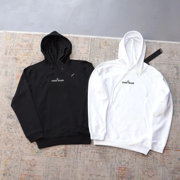 Мужское худи Stone Island белое с принтом Толстовка Стон Айленд с капюшоном Ads-405 фото