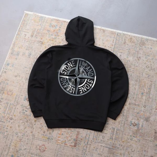 Мужское худи Stone Island белое с принтом Толстовка Стон Айленд с капюшоном Ads-405 фото