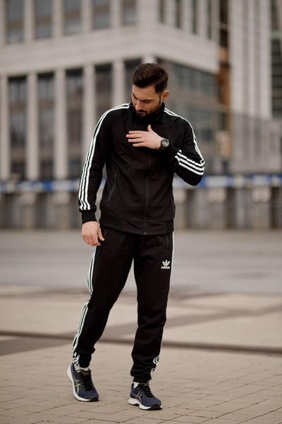 Мужской спортивный костюм Adidas черный Комплект Адидас Кофта на змейке Штаны Мой-51 2 фото