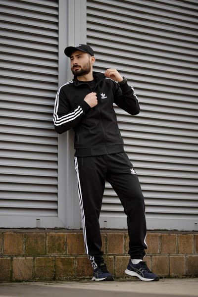 Мужской спортивный костюм Adidas черный Комплект Адидас Кофта на змейке Штаны Мой-51 2 фото